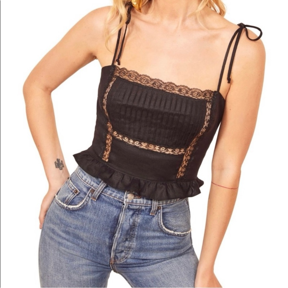 Good Used Condition Reformation Mason Tie Strap Crop Tank Top